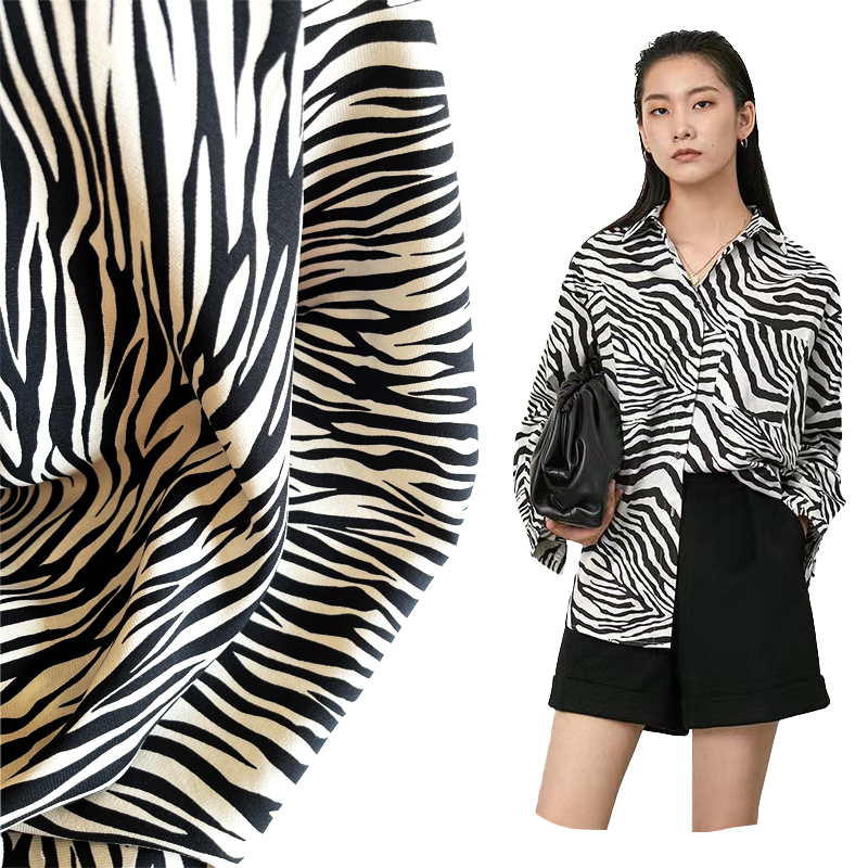 56 rayon 44 raso di viscosa Tessuto animalier zebrato