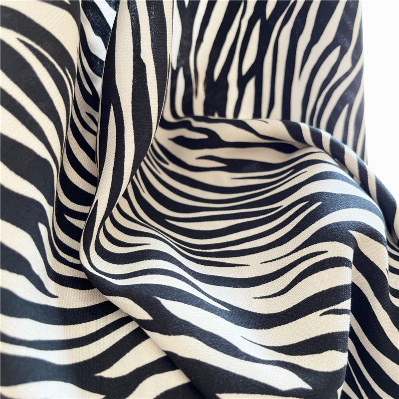 56 rayon 44 raso di viscosa Tessuto animalier zebrato