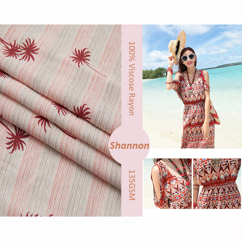 Tessuto esotico hawaiano popeline 47% popeline rayon con stampa digitale in crepe 53% viscosa