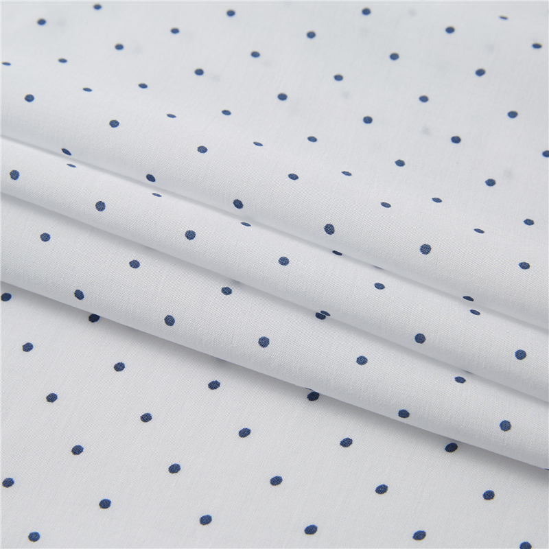 Pois bianchi fondo blu 100% popeline di rayon tessuto traspirante con stampa a pois